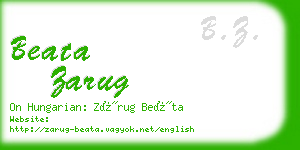 beata zarug business card